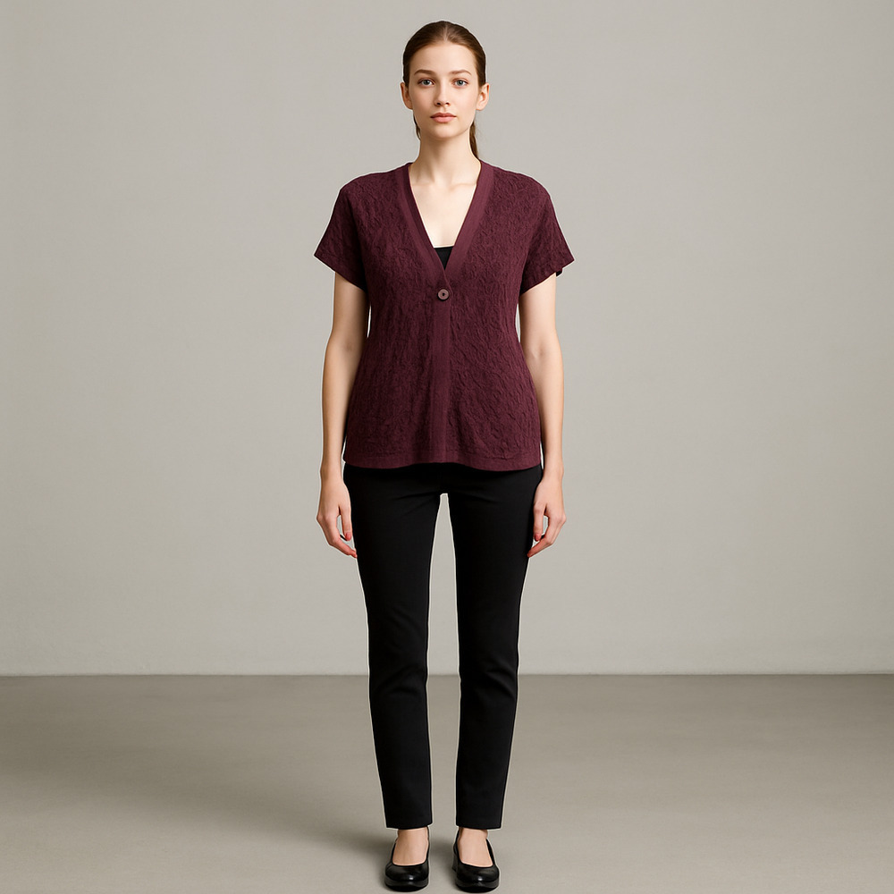 Dana Buchman Chocolate Brown Short Sleeve Sweater Small